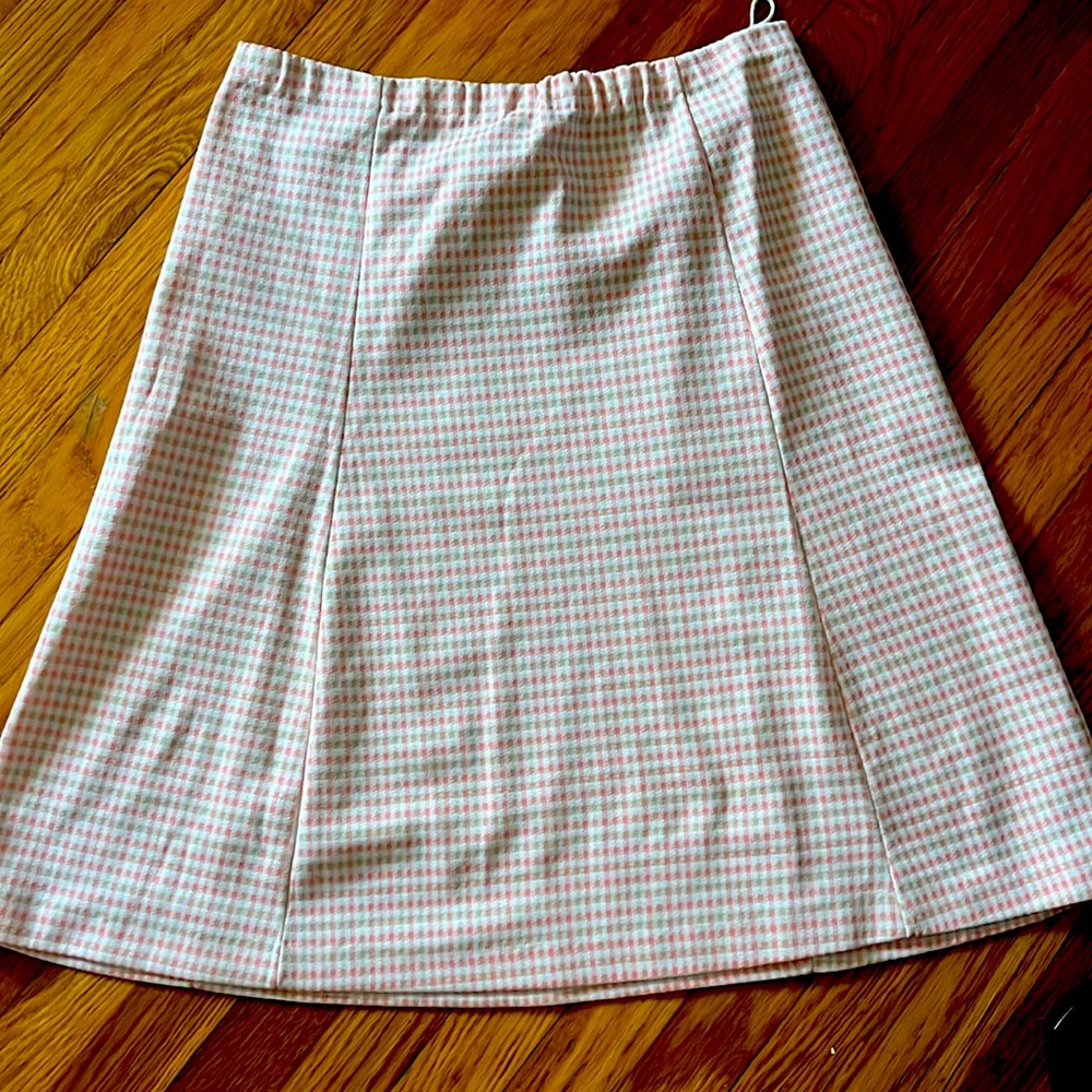 True Vintage 1970s Pink Plaid Gingham A-line Skirt